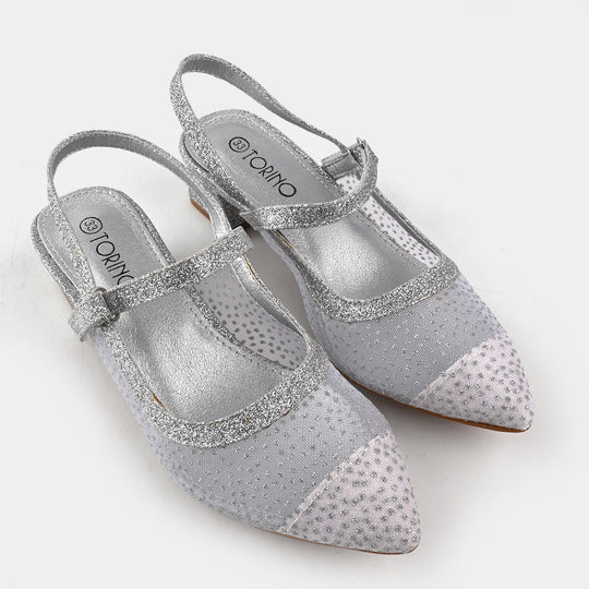 Girls Pumps Heels G484-SILVER