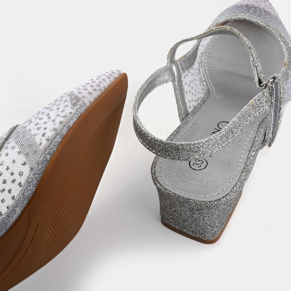 Girls Pumps Heels G484-SILVER