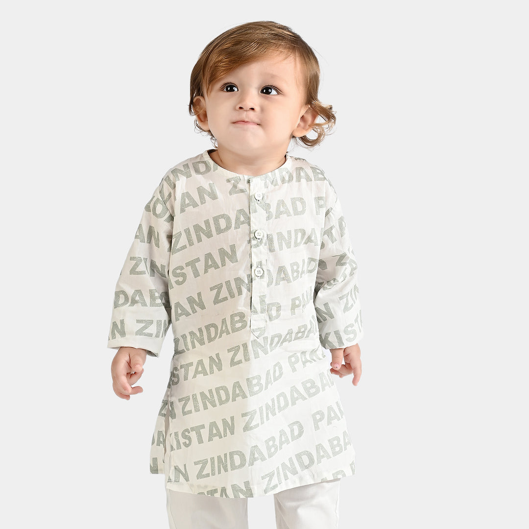 Infant Boys Independence Kurta Zindabad - White