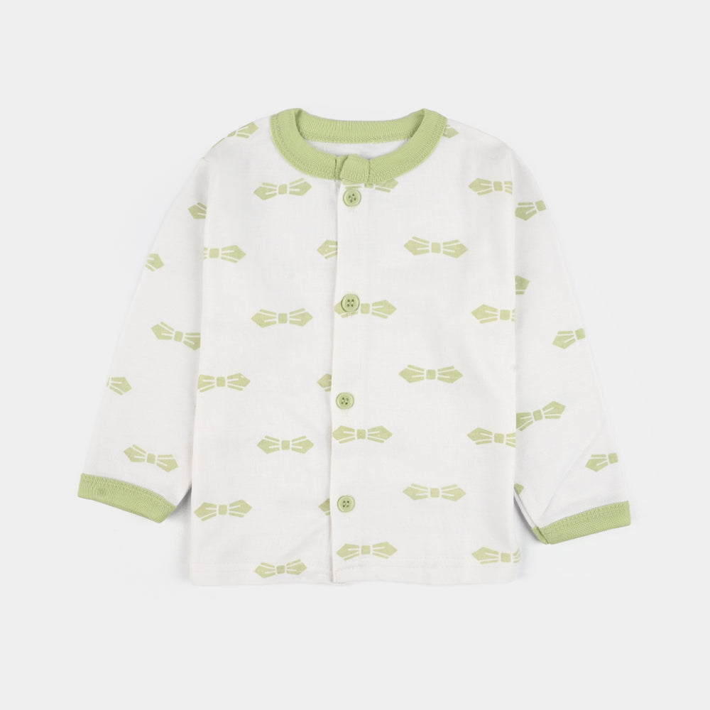 Infant Front Open Suit Bow Misty Jade