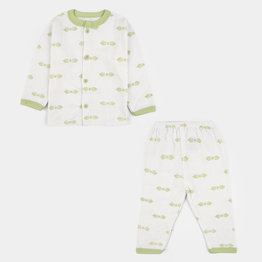 Infant Front Open Suit Bow Misty Jade