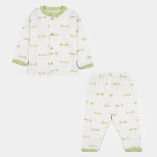Infant Front Open Suit Bow Misty Jade