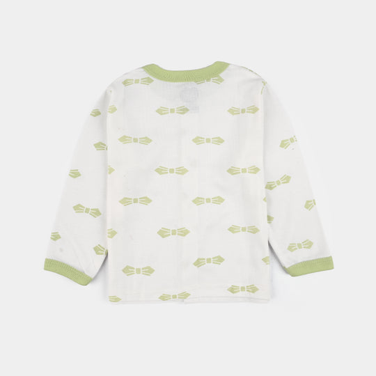 Infant Front Open Suit Bow Misty Jade
