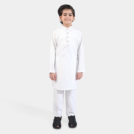 Boys Poly Viscose Shalwar Kameez - White