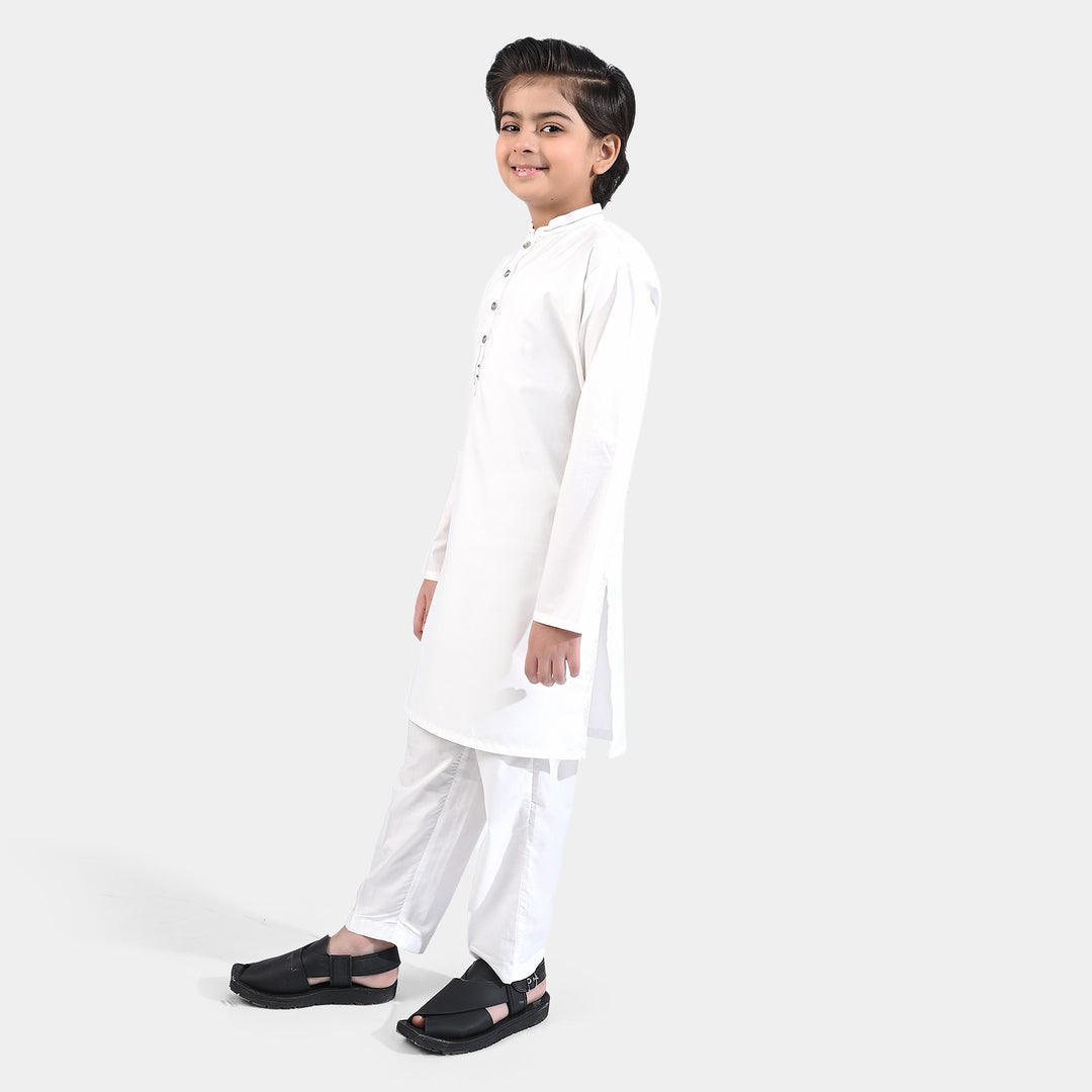 Boys Poly Viscose Shalwar Kameez - White