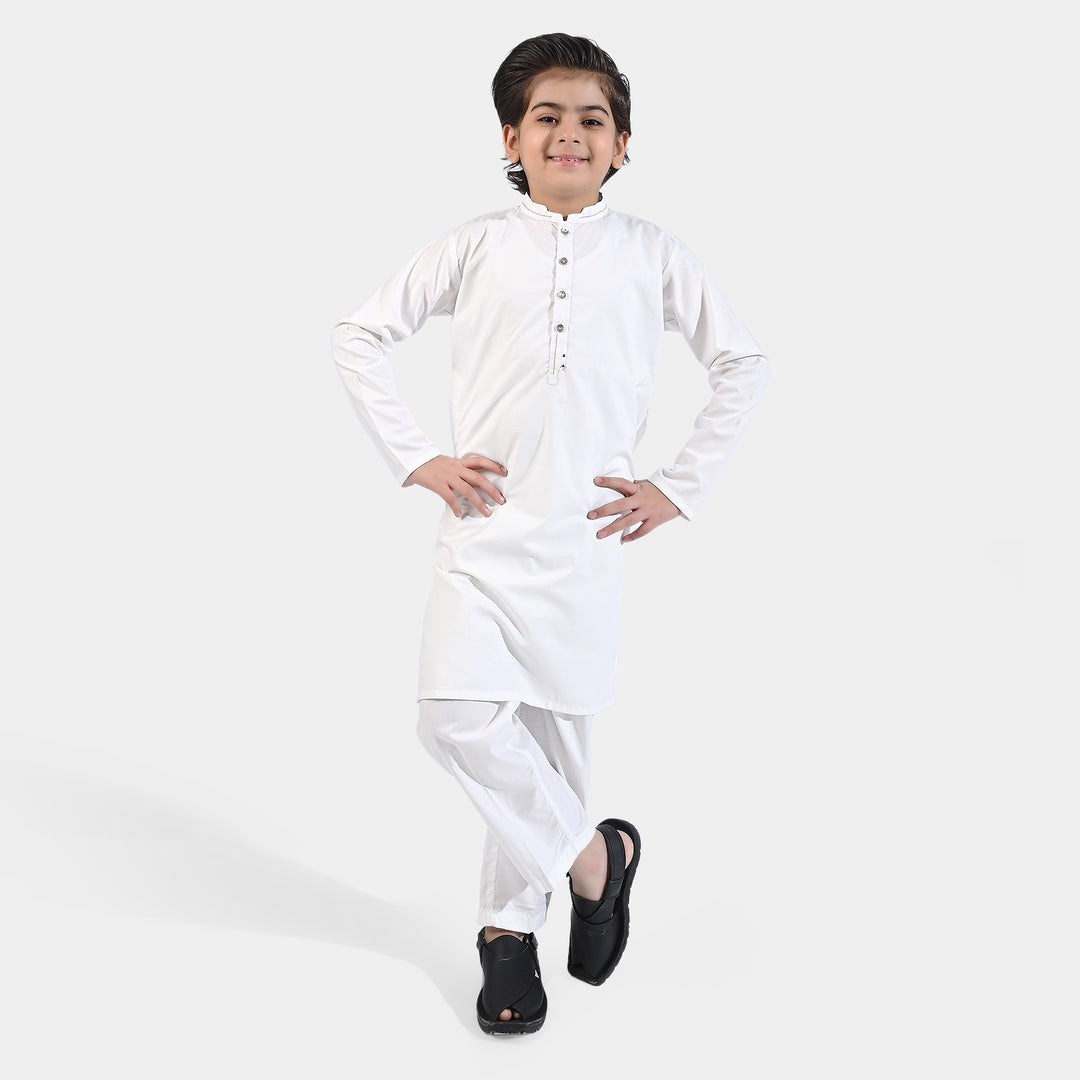 Boys Poly Viscose Shalwar Kameez - White