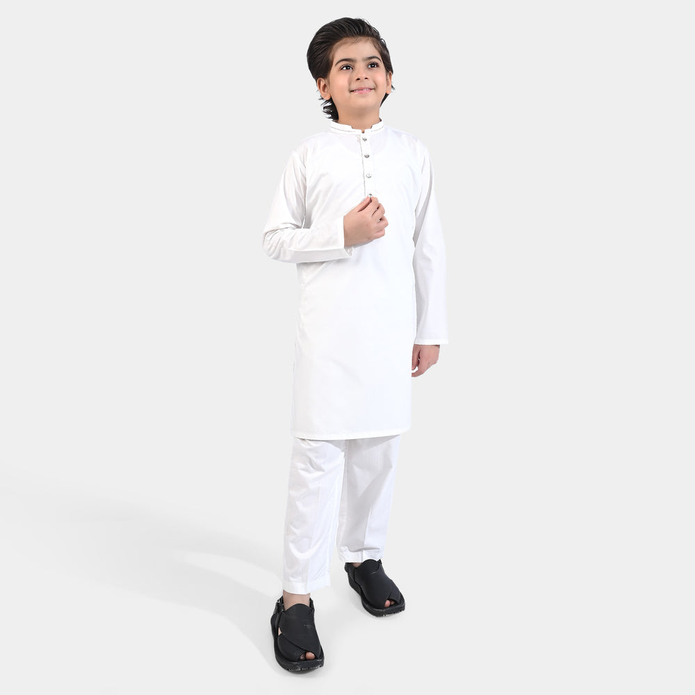 Boys Poly Viscose Shalwar Kameez - White