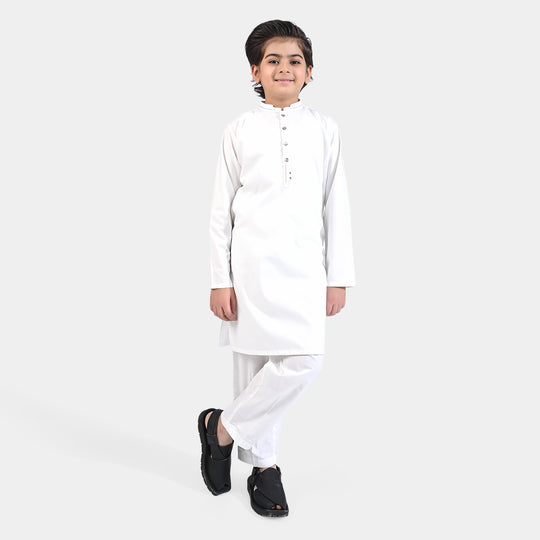 Boys Poly Viscose Shalwar Kameez - White