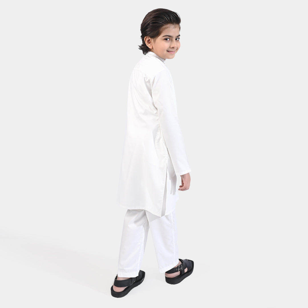 Boys Poly Viscose Shalwar Kameez - White