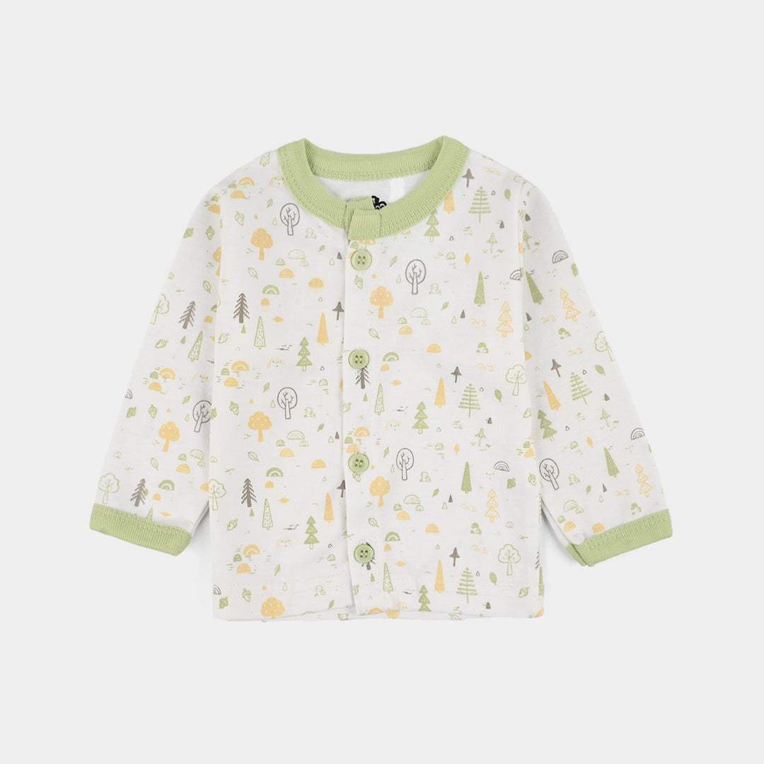 Infant Front Open Suit (Tree Misty) - White/Green