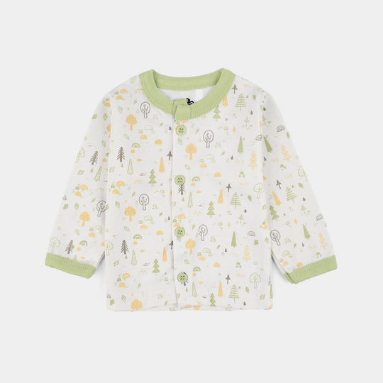 Infant Front Open Suit (Tree Misty) - White/Green