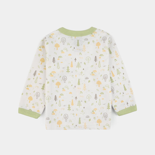 Infant Front Open Suit (Tree Misty) - White/Green