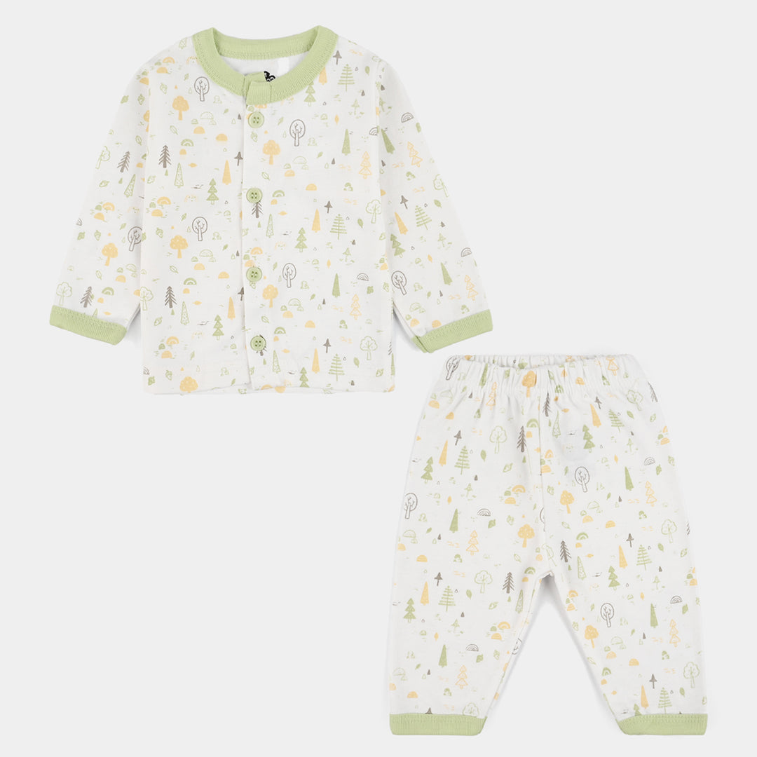 Infant Front Open Suit (Tree Misty) - White/Green