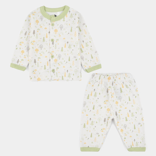 Infant Front Open Suit (Tree Misty) - White/Green