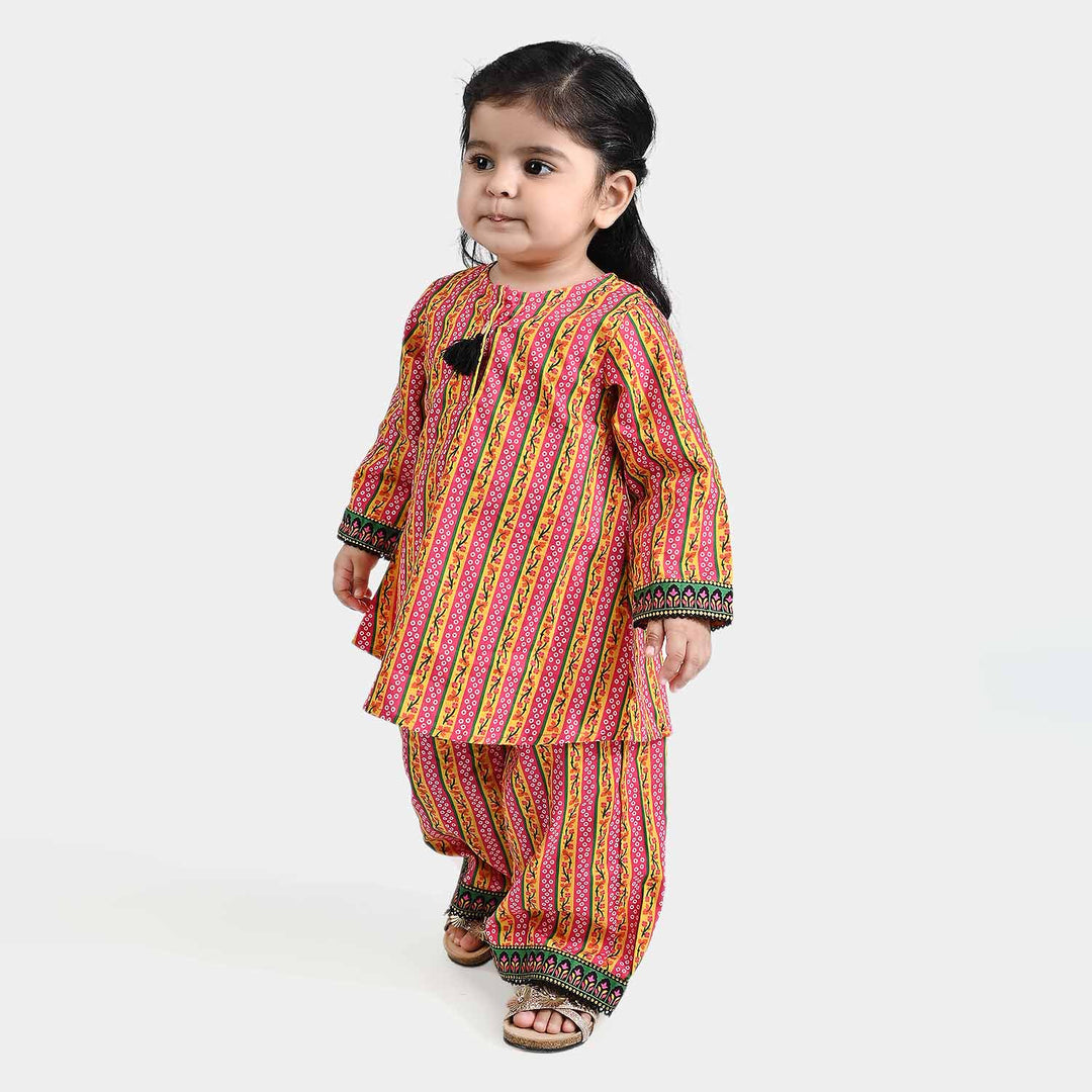 Infant Girls Cotton Poplin Printed 2PCs Suit Granita-Multi