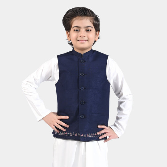 Boys Raw Silk Waistcoat ROYAL-R/Blue