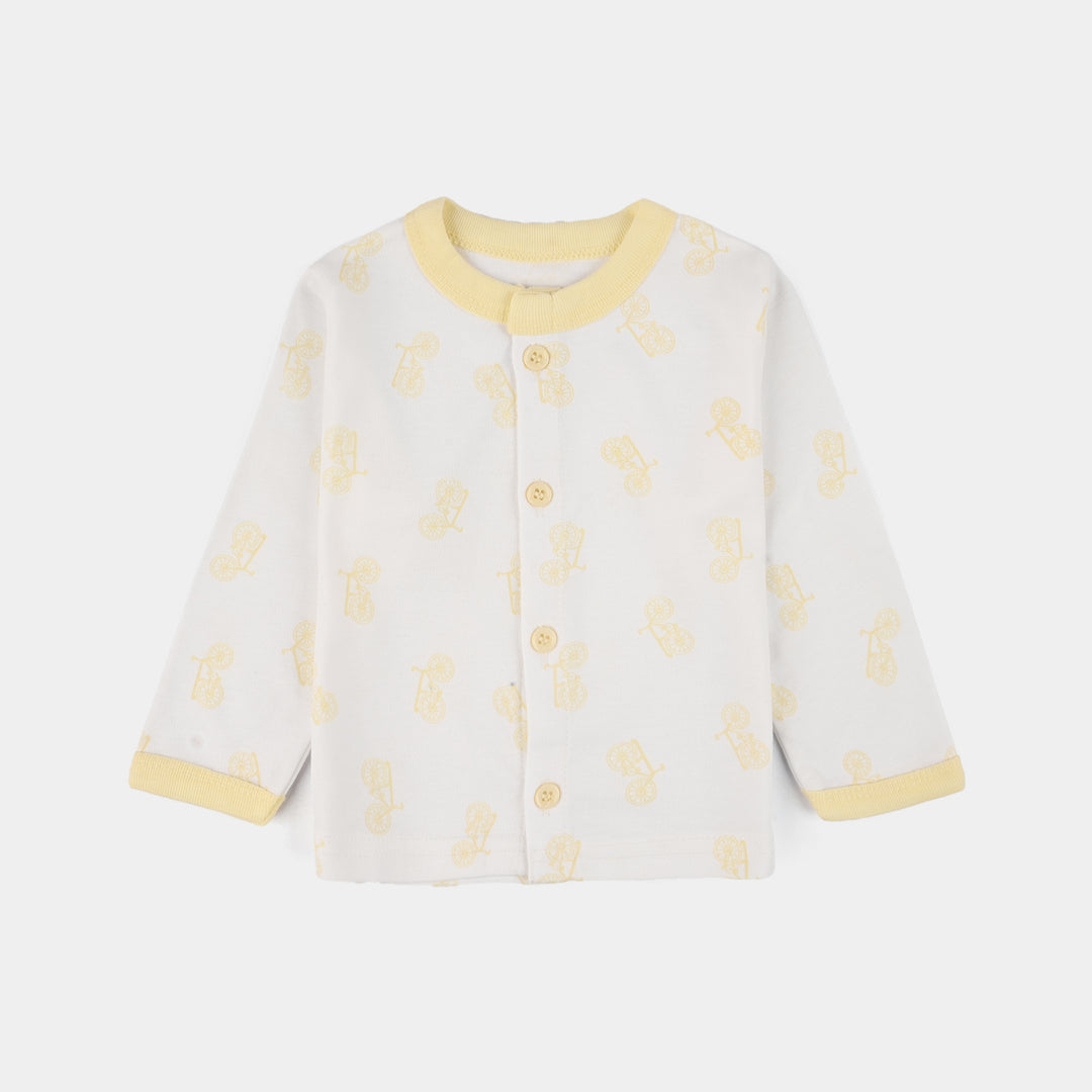 Infant Front Open Suit (Cycle) - White/Yellow