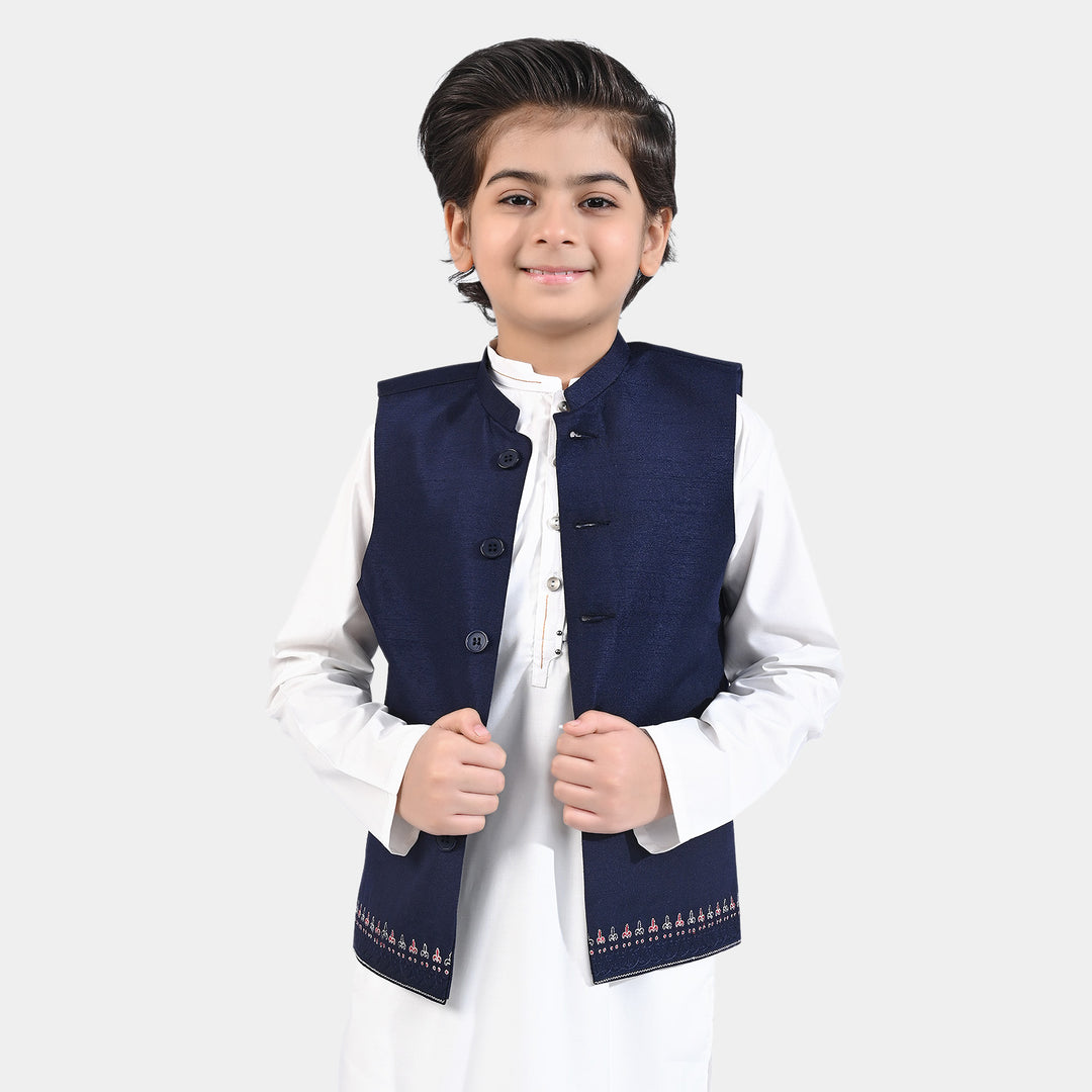 Boys Raw Silk Waistcoat ROYAL-R/Blue