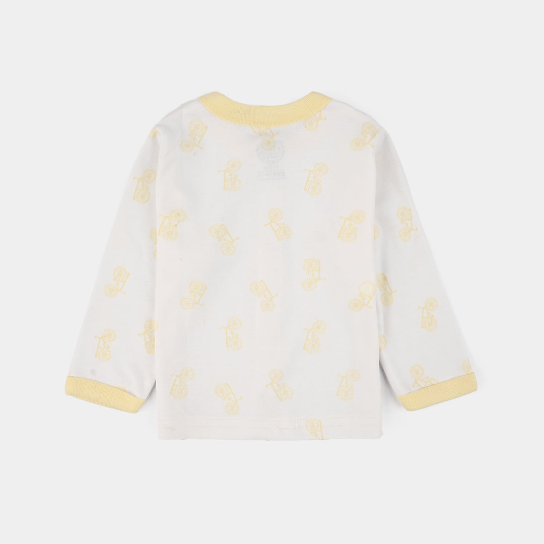 Infant Front Open Suit (Cycle) - White/Yellow