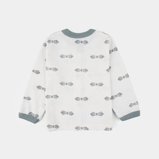 Infant Front Open Suit Bow Faded Denim