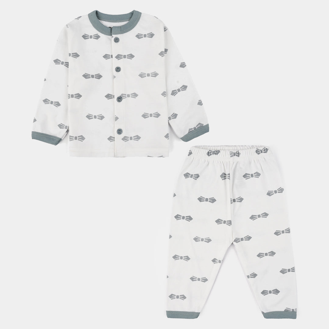 Infant Front Open Suit Bow Faded Denim
