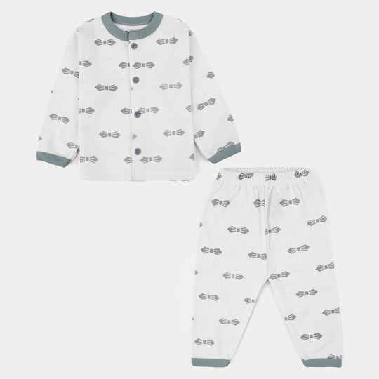 Infant Front Open Suit Bow Faded Denim