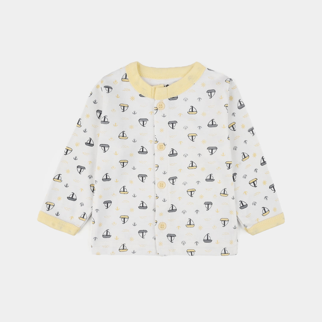 Infant Front Open Suit - (Ship) - White/Yellow