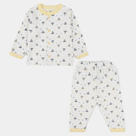 Infant Front Open Suit - (Ship) - White/Yellow