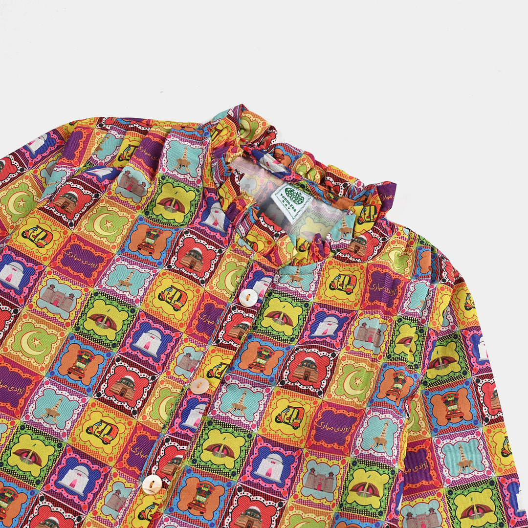 Girls Poly Net Casual Top Ticket Ind-Multi