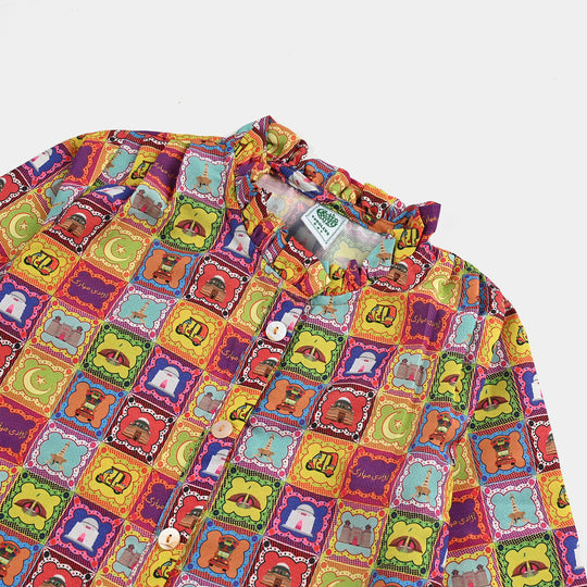 Girls Poly Net Casual Top Ticket Ind-Multi