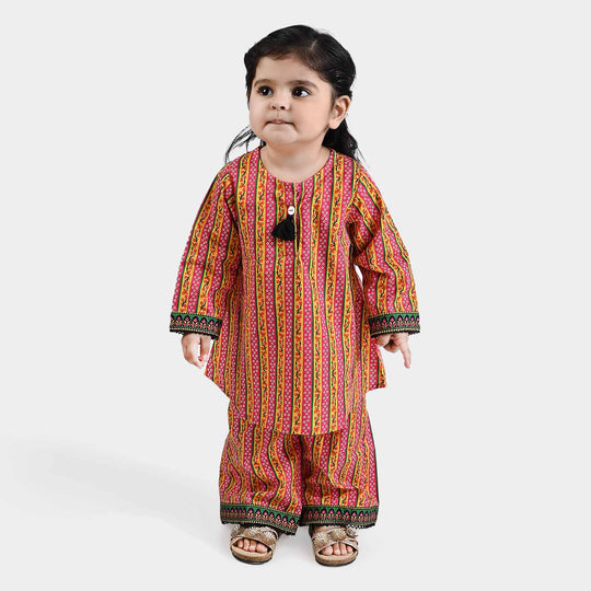 Infant Girls Cotton Poplin Printed 2PCs Suit Granita-Multi