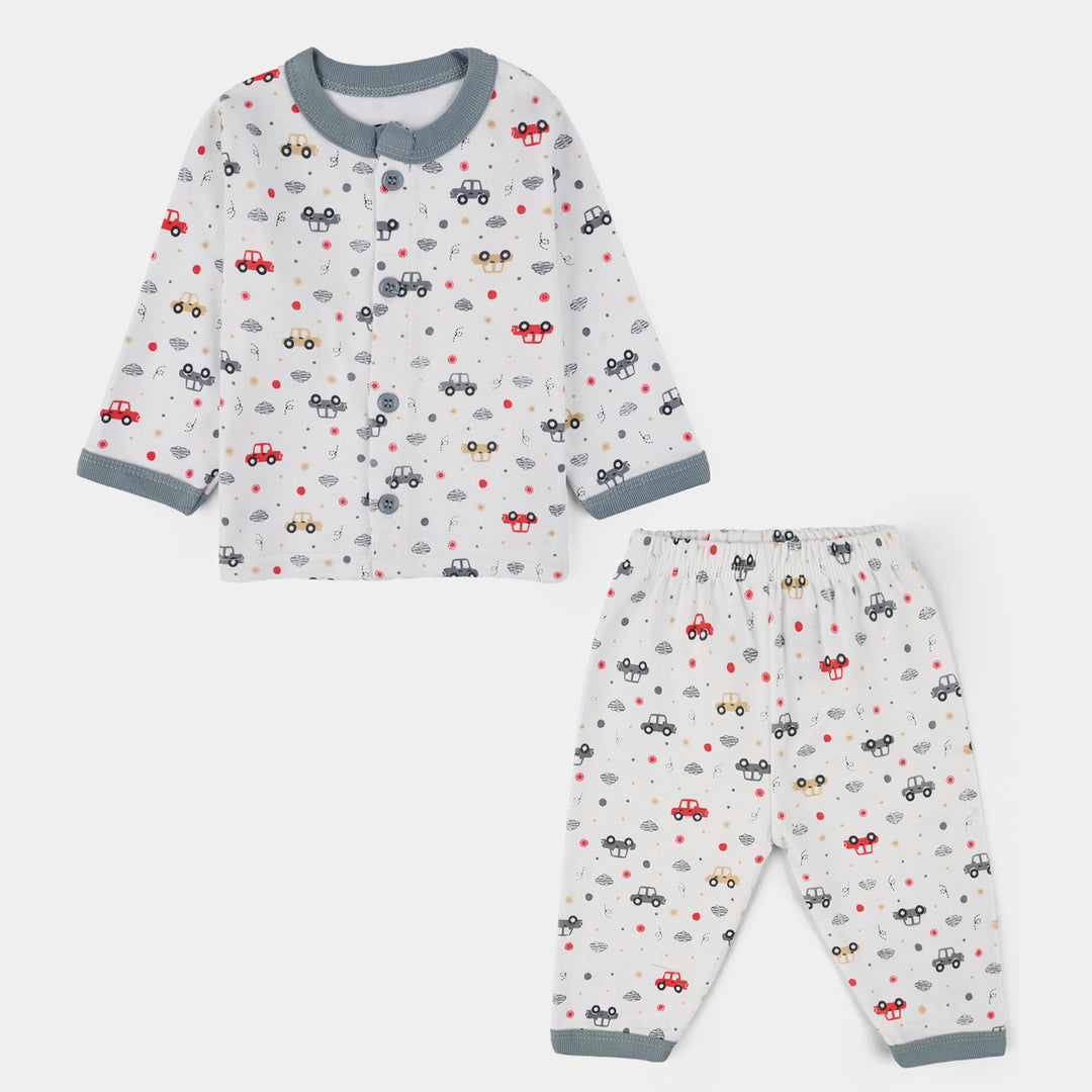 Infant Front Open Suit Car Faded Denim