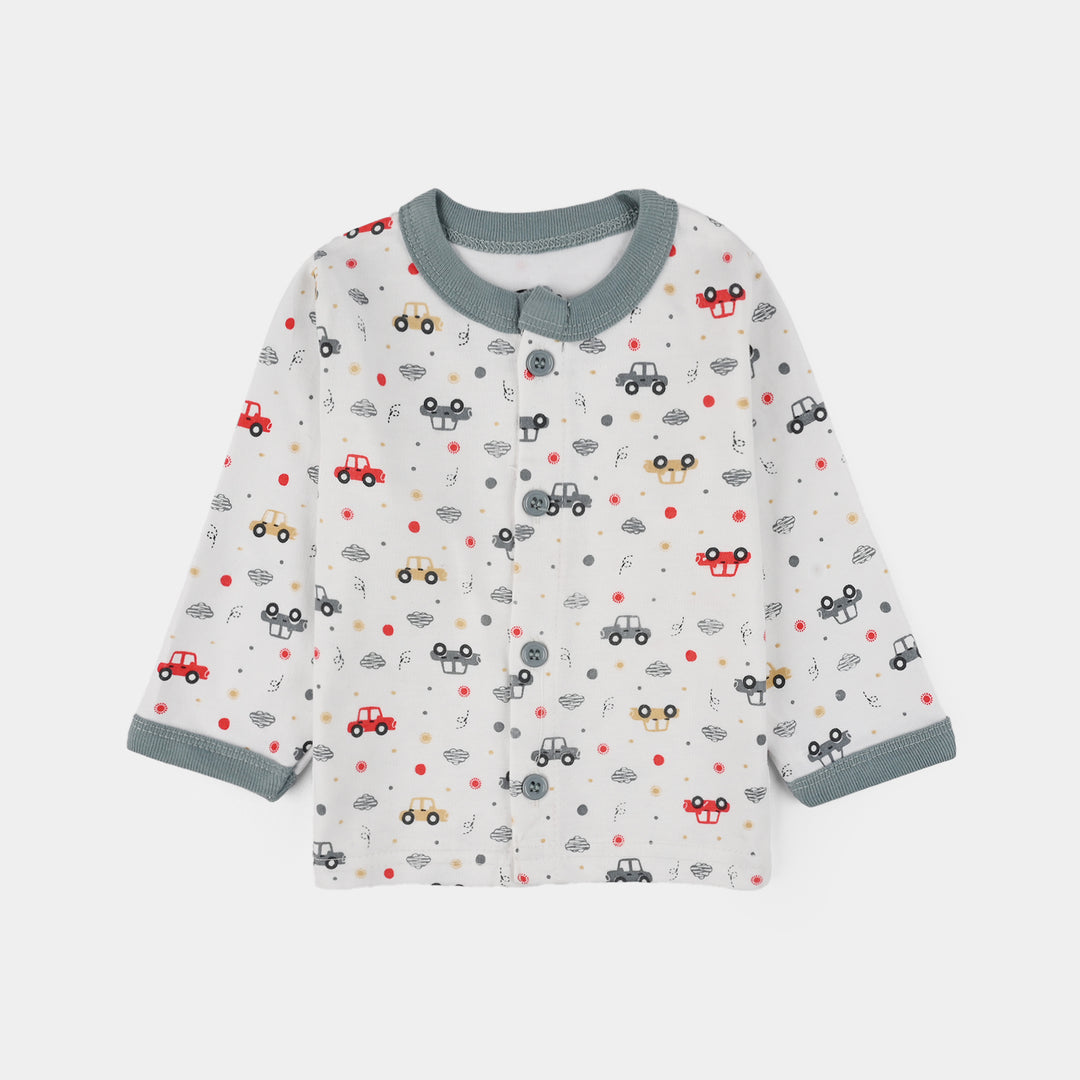 Infant Front Open Suit Car Faded Denim