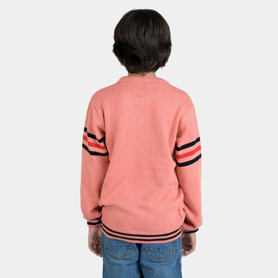 Boys Acrylic Full Sleeves Sweater Striper-Peach