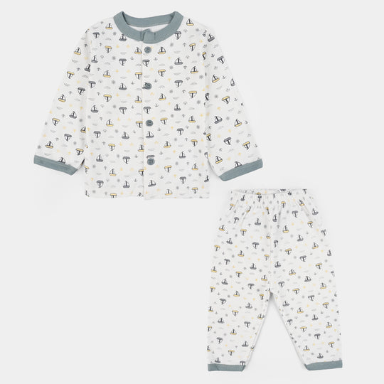 Infant Front Open Suit (Ship) - White/Grey