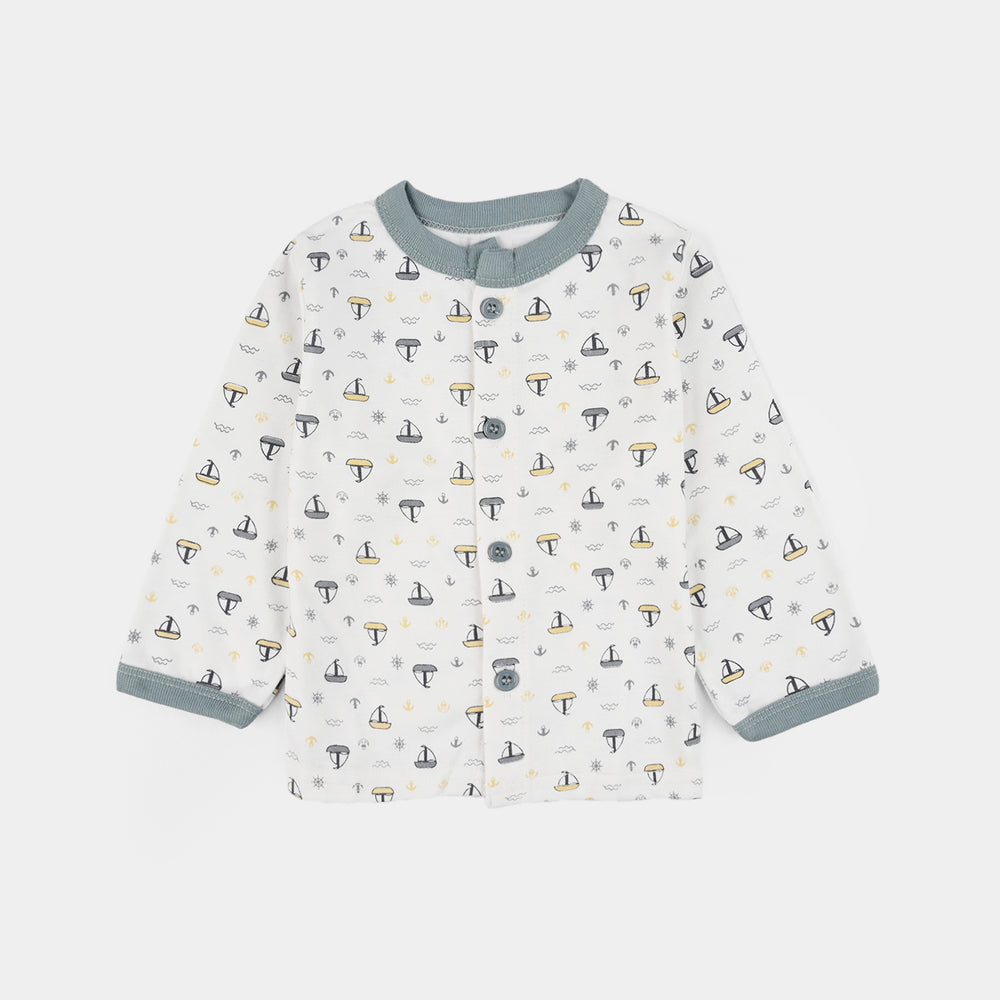 Infant Front Open Suit (Ship) - White/Grey