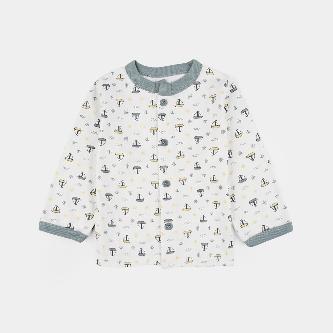 Infant Front Open Suit (Ship) - White/Grey