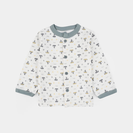 Infant Front Open Suit (Ship) - White/Grey