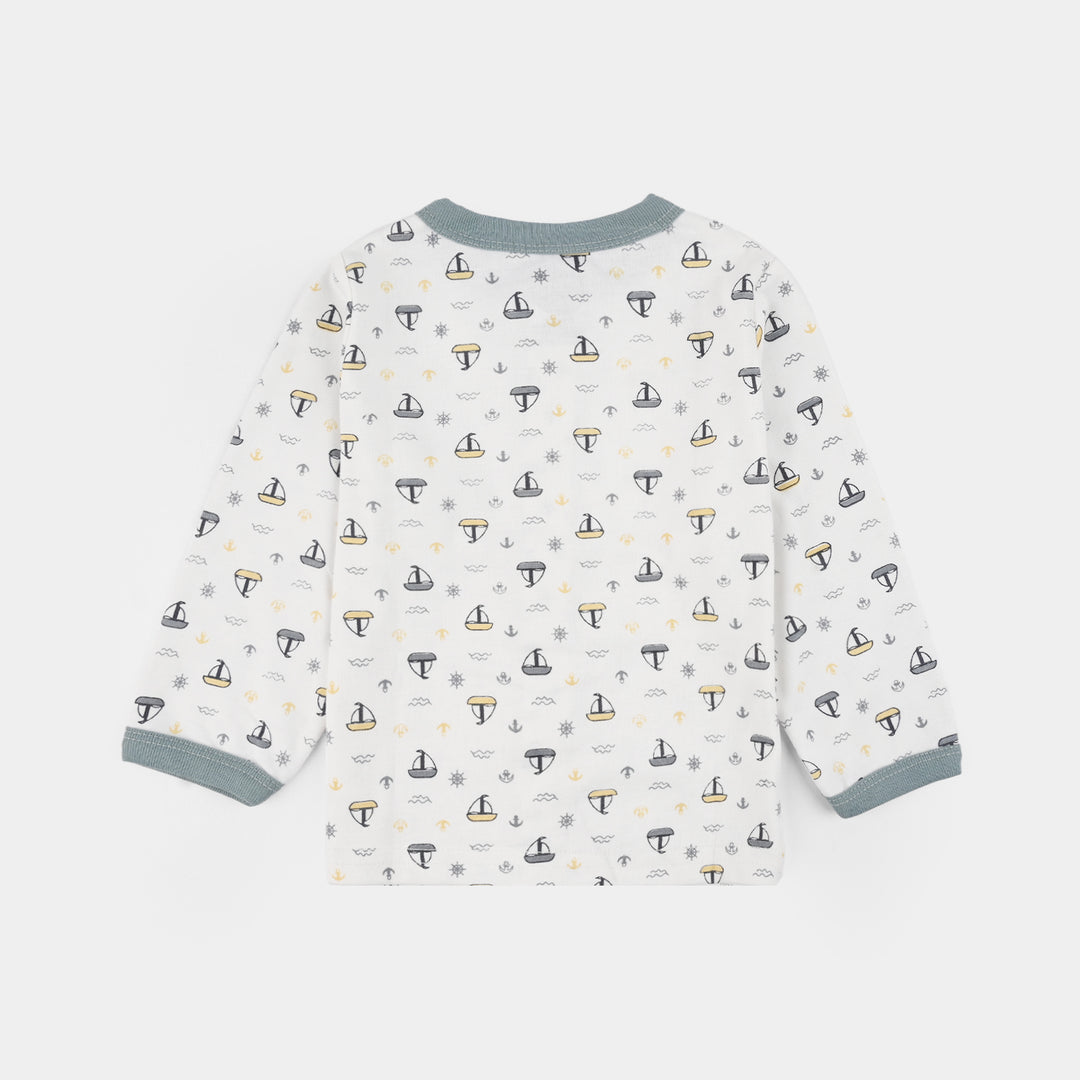 Infant Front Open Suit (Ship) - White/Grey