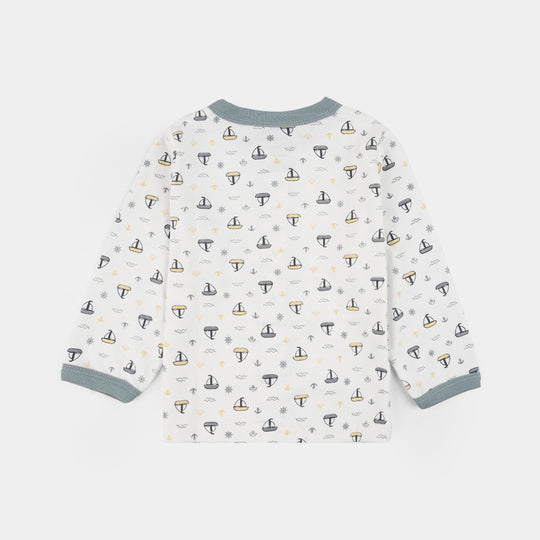 Infant Front Open Suit (Ship) - White/Grey