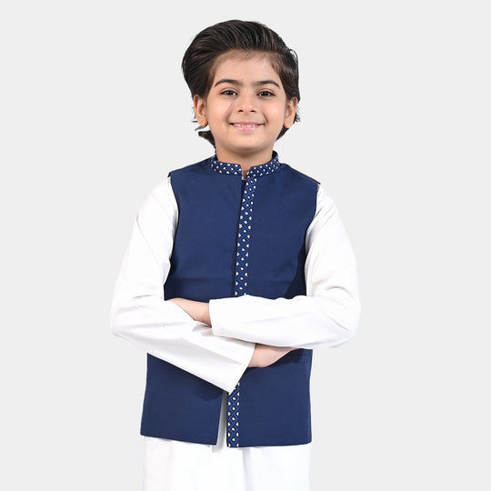 Boys Oxford Waistcoat Silver Lure-NAVY