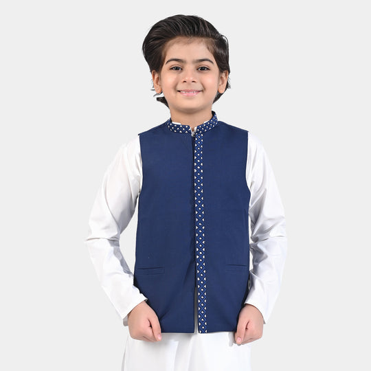 Boys Oxford Waistcoat Silver Lure-NAVY