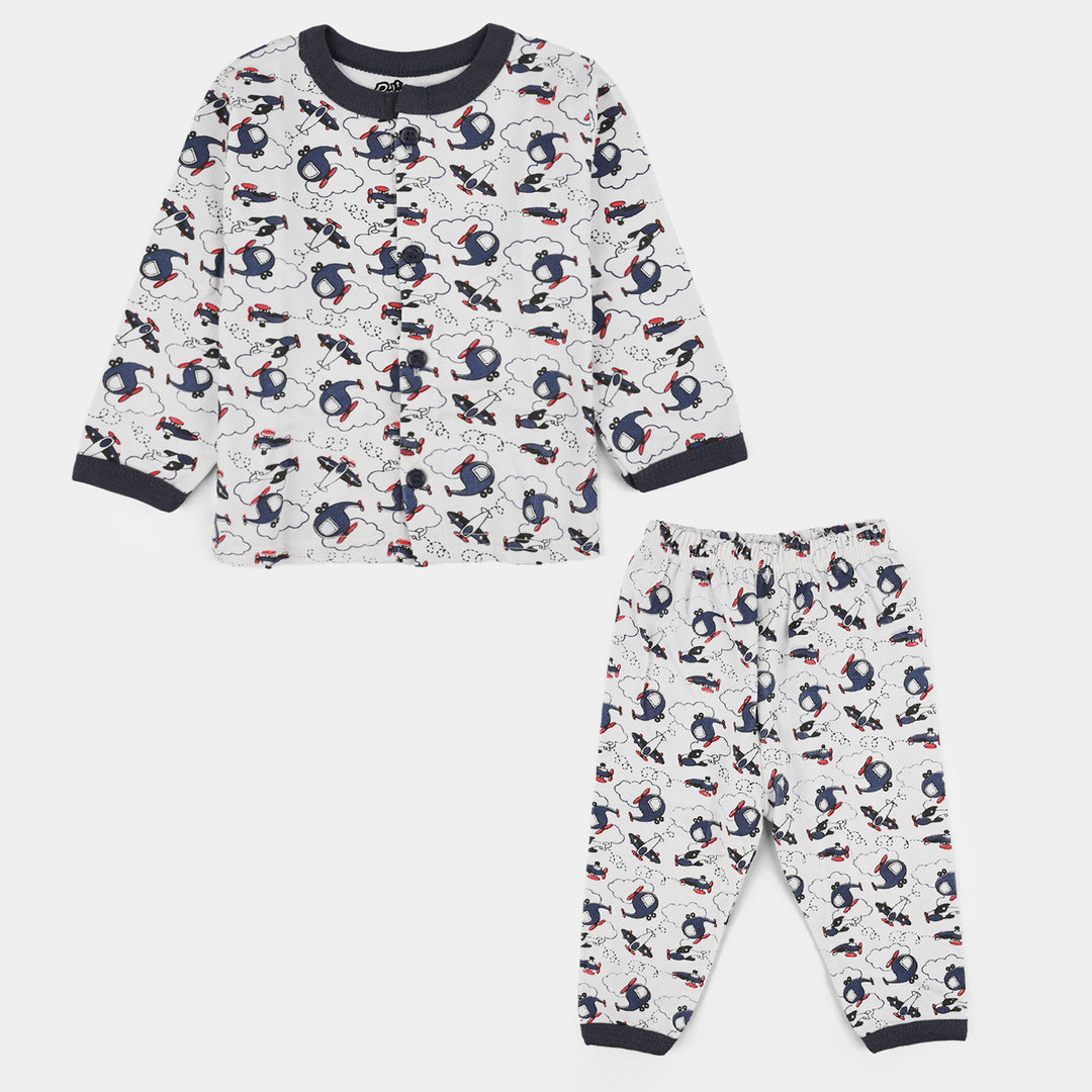 Infant Front Open Suit (Helicopter) - White/Black