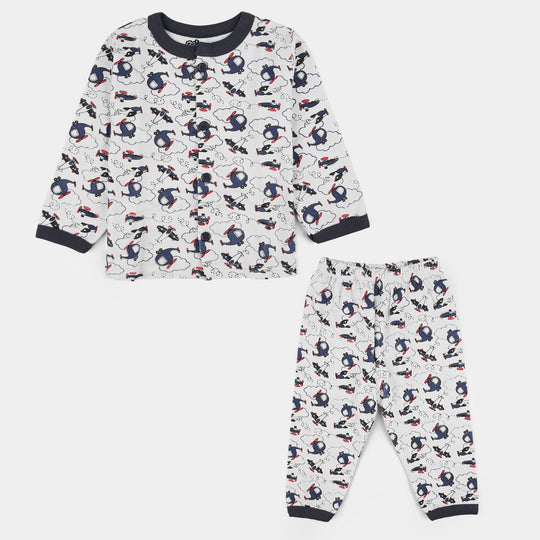 Infant Front Open Suit (Helicopter) - White/Black