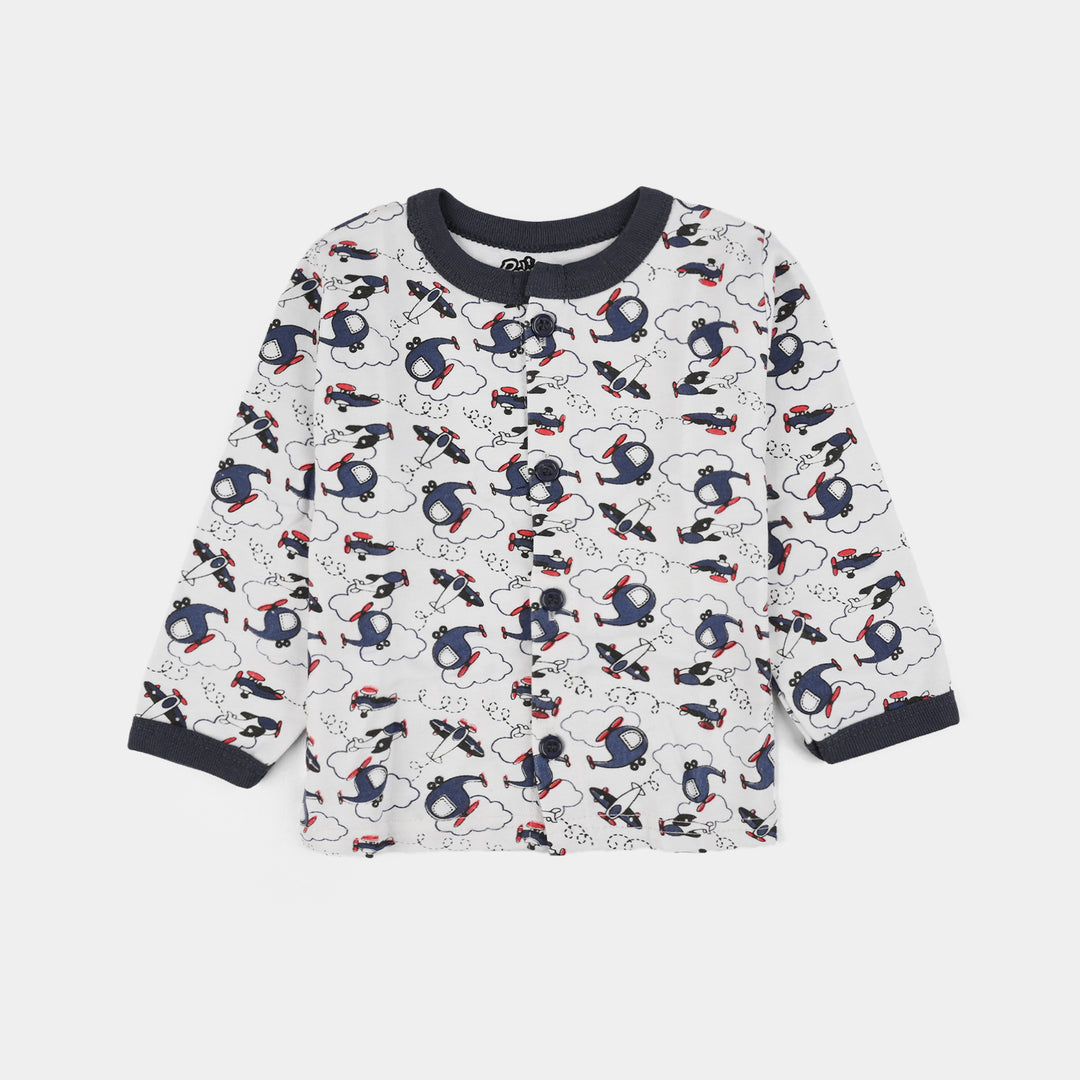 Infant Front Open Suit (Helicopter) - White/Black