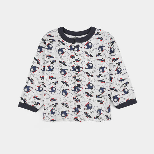 Infant Front Open Suit (Helicopter) - White/Black