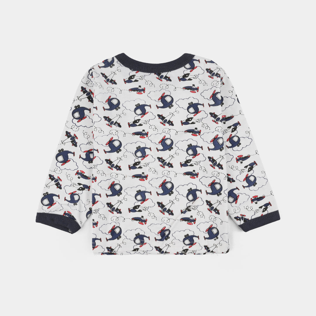 Infant Front Open Suit (Helicopter) - White/Black