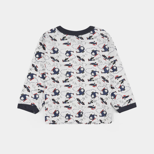 Infant Front Open Suit (Helicopter) - White/Black