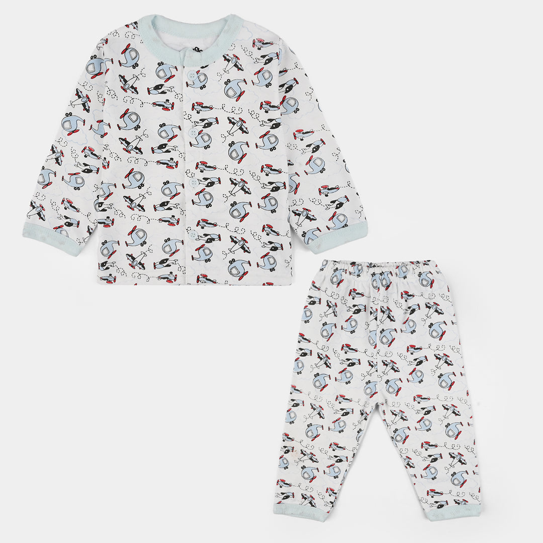 Infant Front Open Suit (Helicopter) - White/Grey