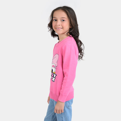 Girls Knitted Sweater Duck -Pink